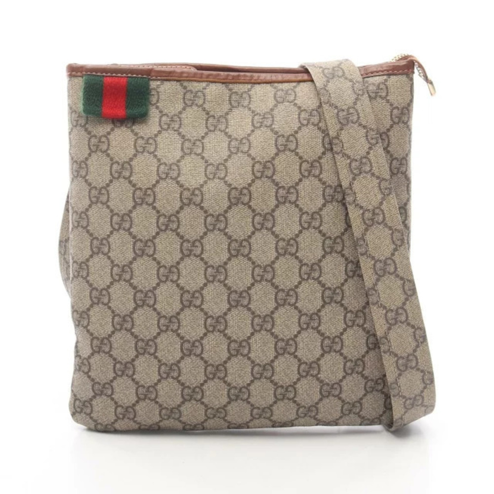 Gucci GG Supreme Sherry Shoulder Bag Canvas Leather Beige Cream Brown